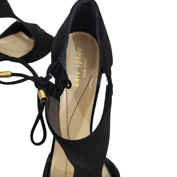 Kate Spade Black Suede T-Strap Open Stiletto Heels - Picture 6 of 7